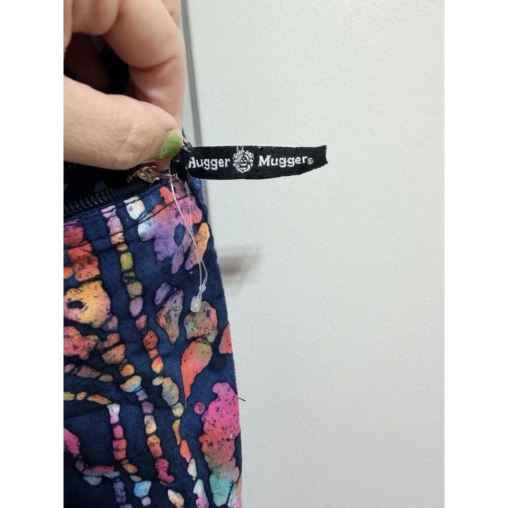 Hugger Mugger Yoga Mat Bag Colorful Batik Cotton Two Pocket Zip Up Hippy Artsy